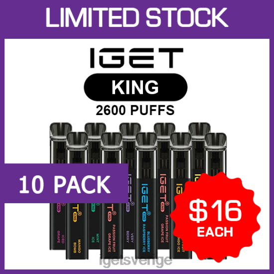 iget king - 2600 puffar - 10 st 88HR6504 - IGET Vape Sale