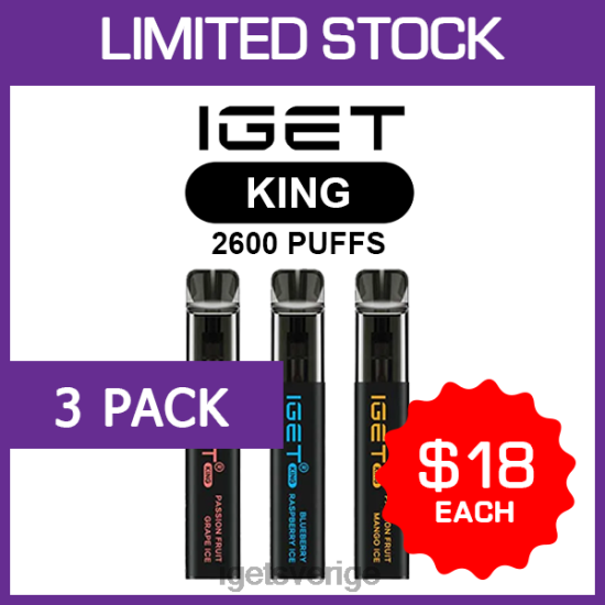 iget king - 2600 puffar - 3 pack 88HR6476 - IGET Vape Discount