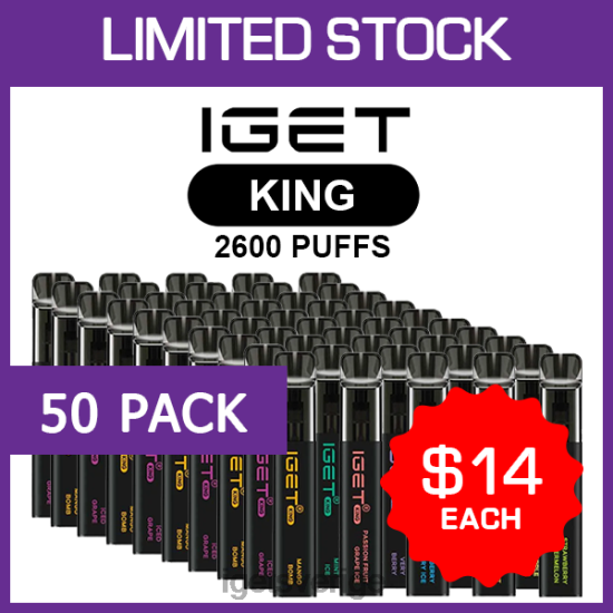 iget king - 2600 puffar - 50 pack 88HR6502 - IGET Vape